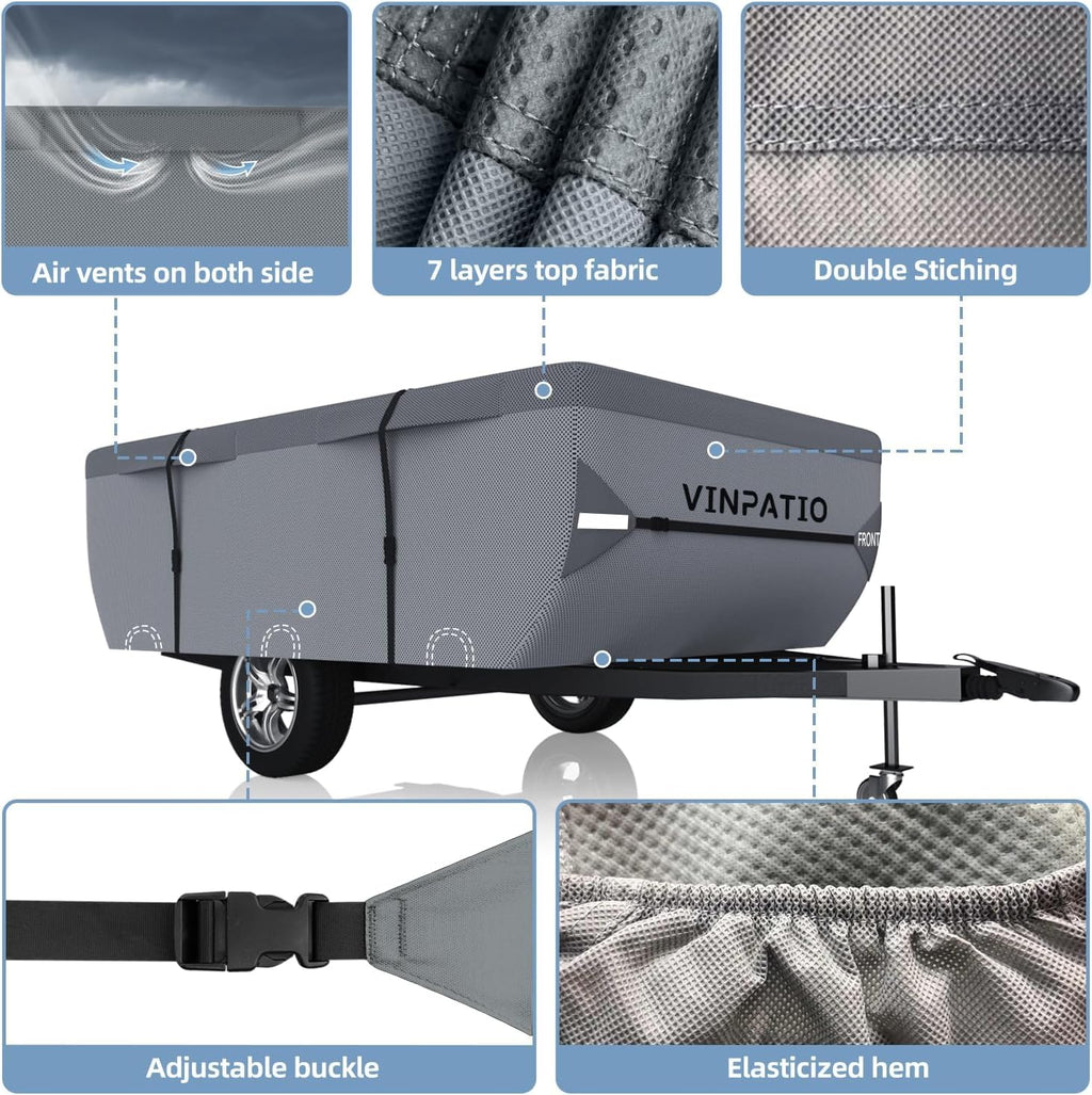 Waterproof Anti-UV Pop Up Camper Cover Fits 14'-16' Trailers D7679