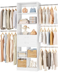 Small Closet System with 2 Wooden Drawers & 5 Hanging Rods, White G635251