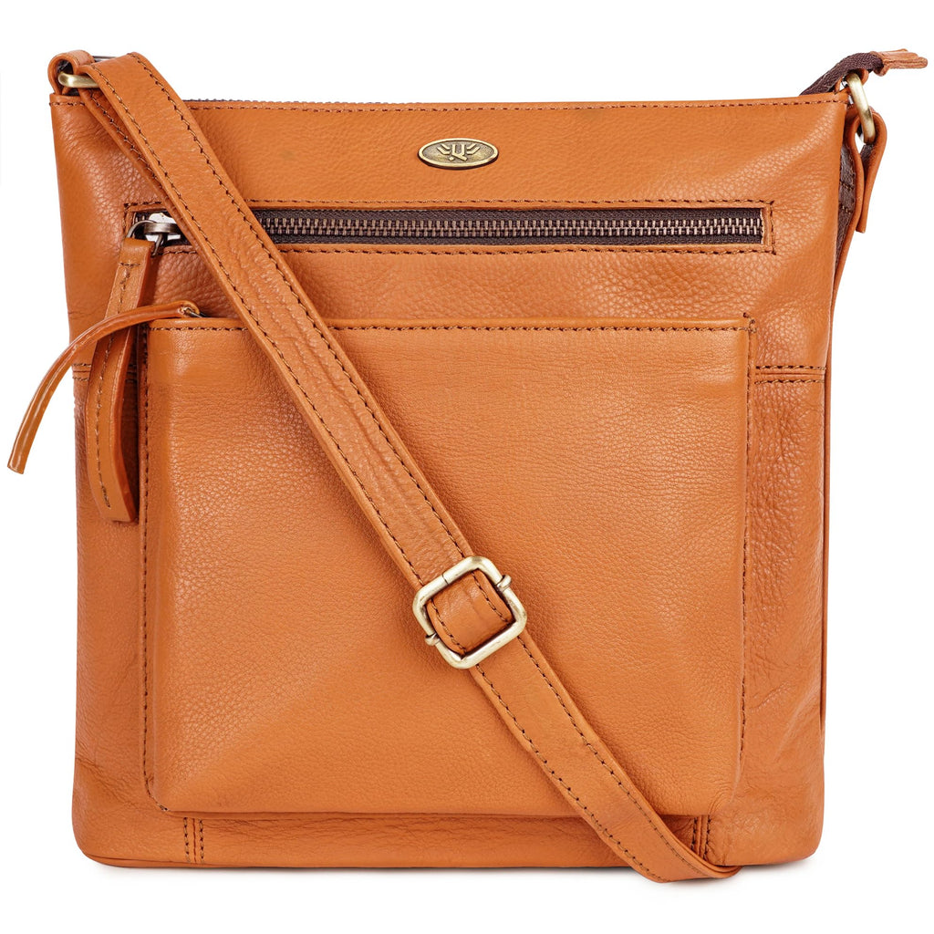 Light Brown Genuine Leather Crossbody Bag B484