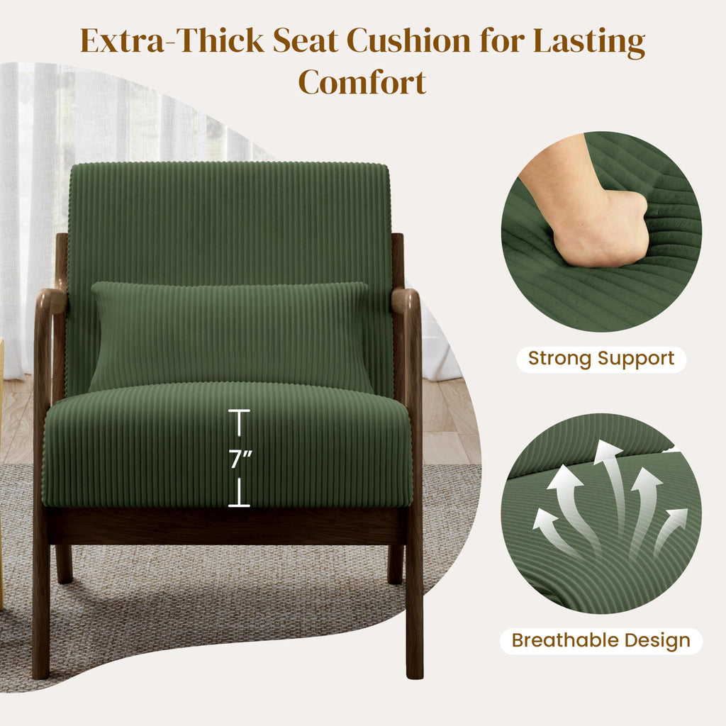 Dark Green Corduroy Accent Chair Set of 2 L87909