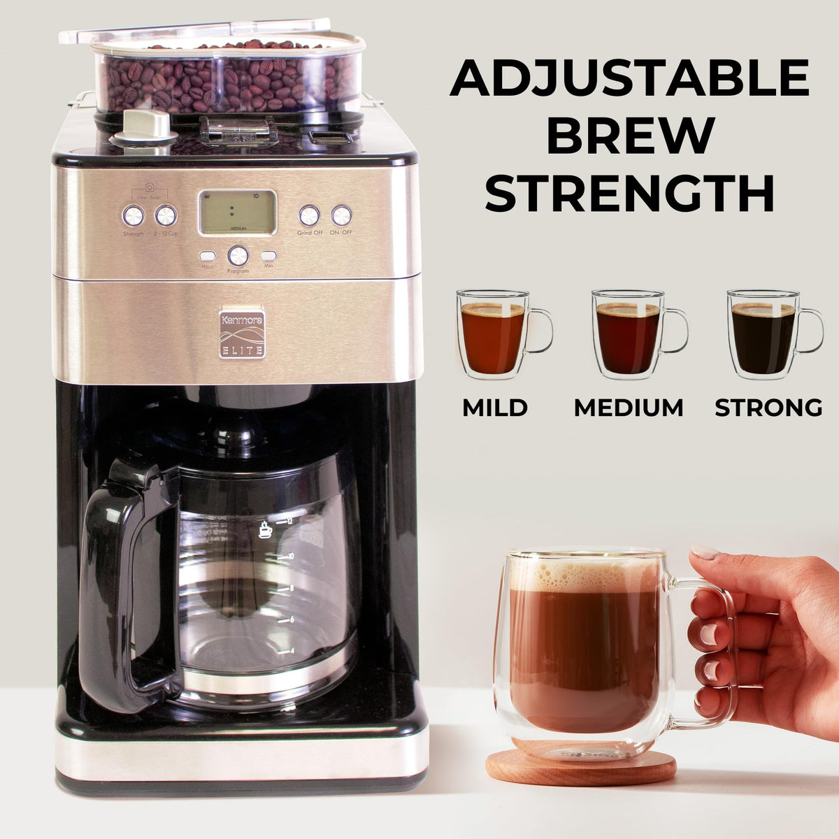 Grind and Brew 12 Cup Programmable Coffee Maker with Burr Grinder C160