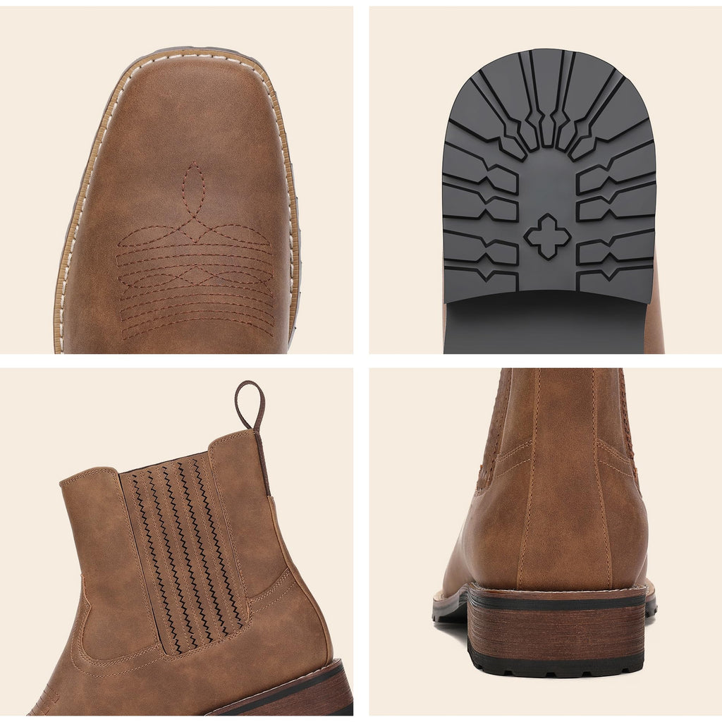 Cowboy Boots for Men Embroidery Square Toe A4216