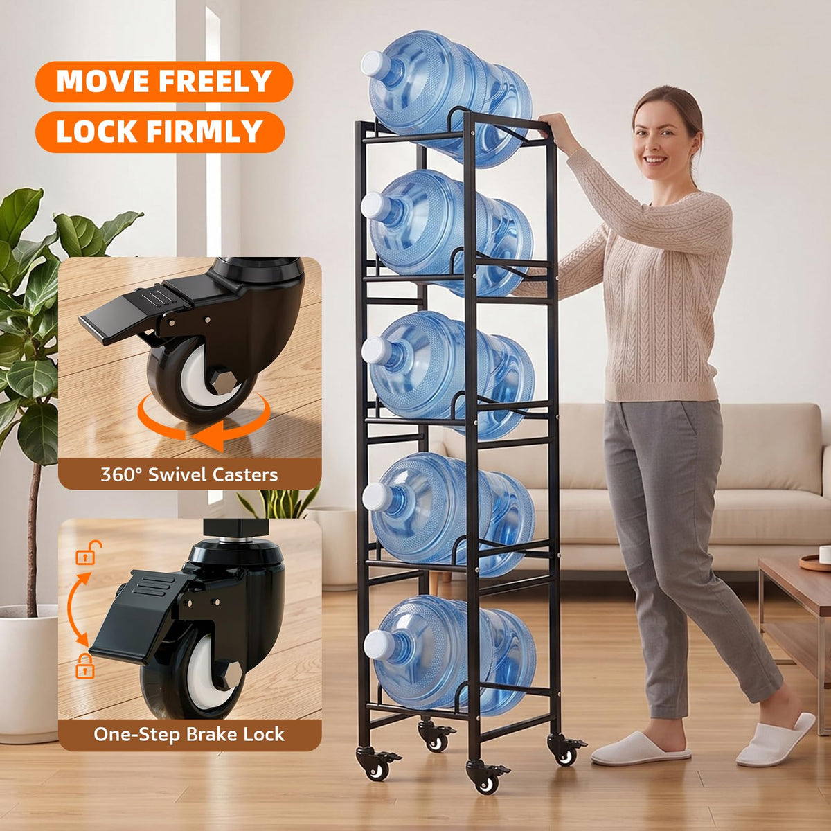 5 Gallon Water Jug Holder with 4 Locking Casters Q4284