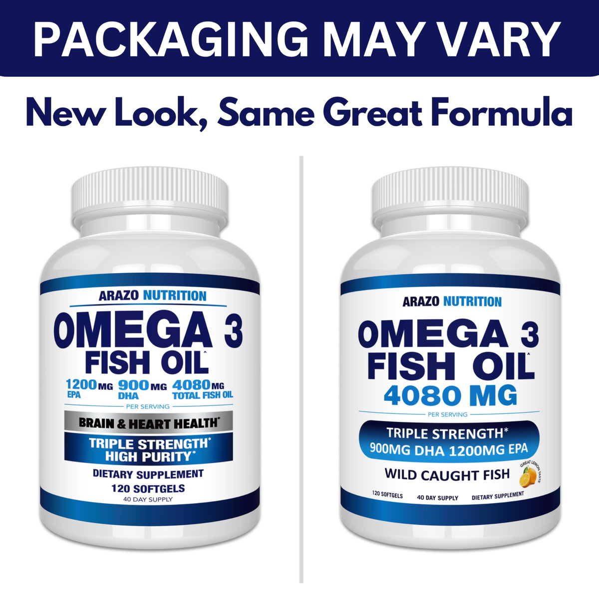 Wild Caught Omega-3 Fish Oil 120 Burpless Lemon Softgels W7139