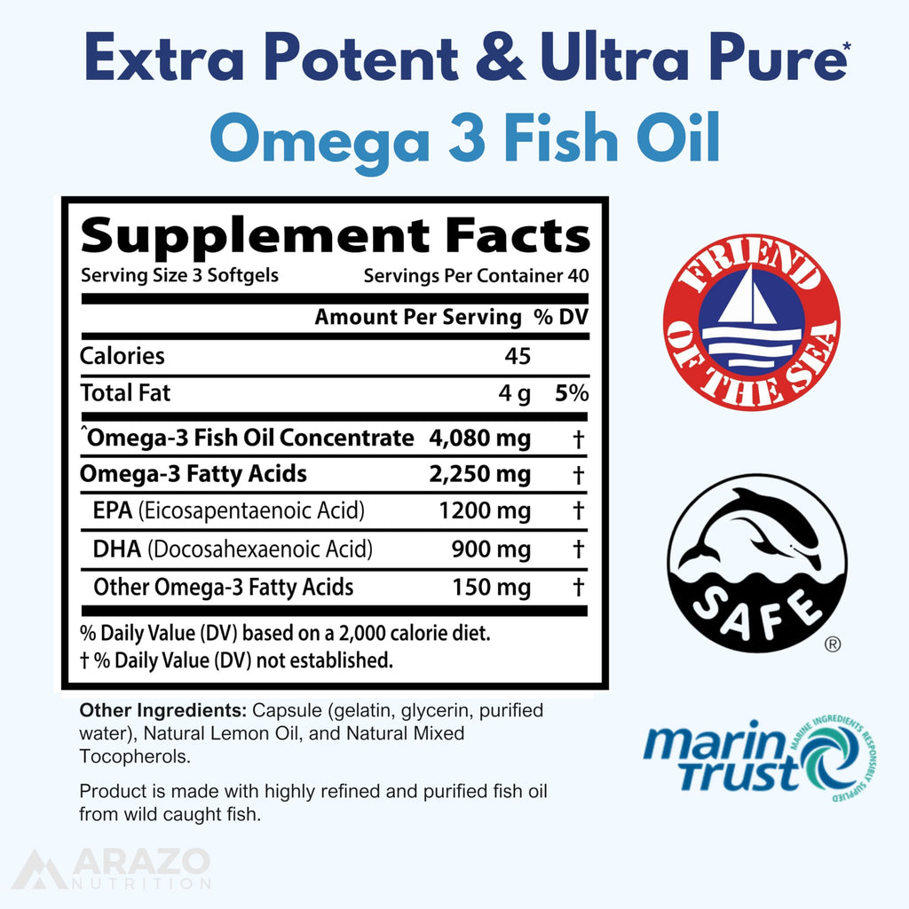 Wild Caught Omega-3 Fish Oil 120 Burpless Lemon Softgels W7139