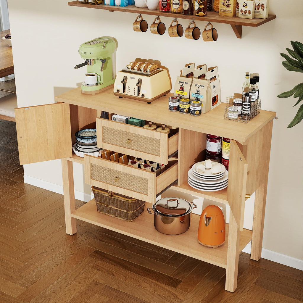 Rattan Console Table with 2 Doors & 2 Drawers L42867