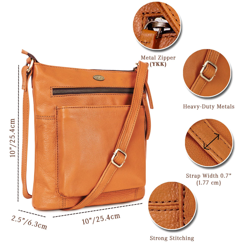 Light Brown Genuine Leather Crossbody Bag B484