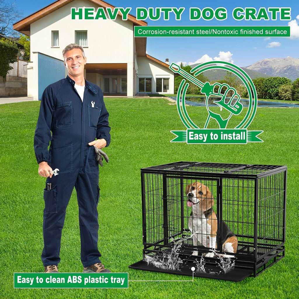 48 inch XXL Heavy Duty Dog Kennel with Wheels S4428