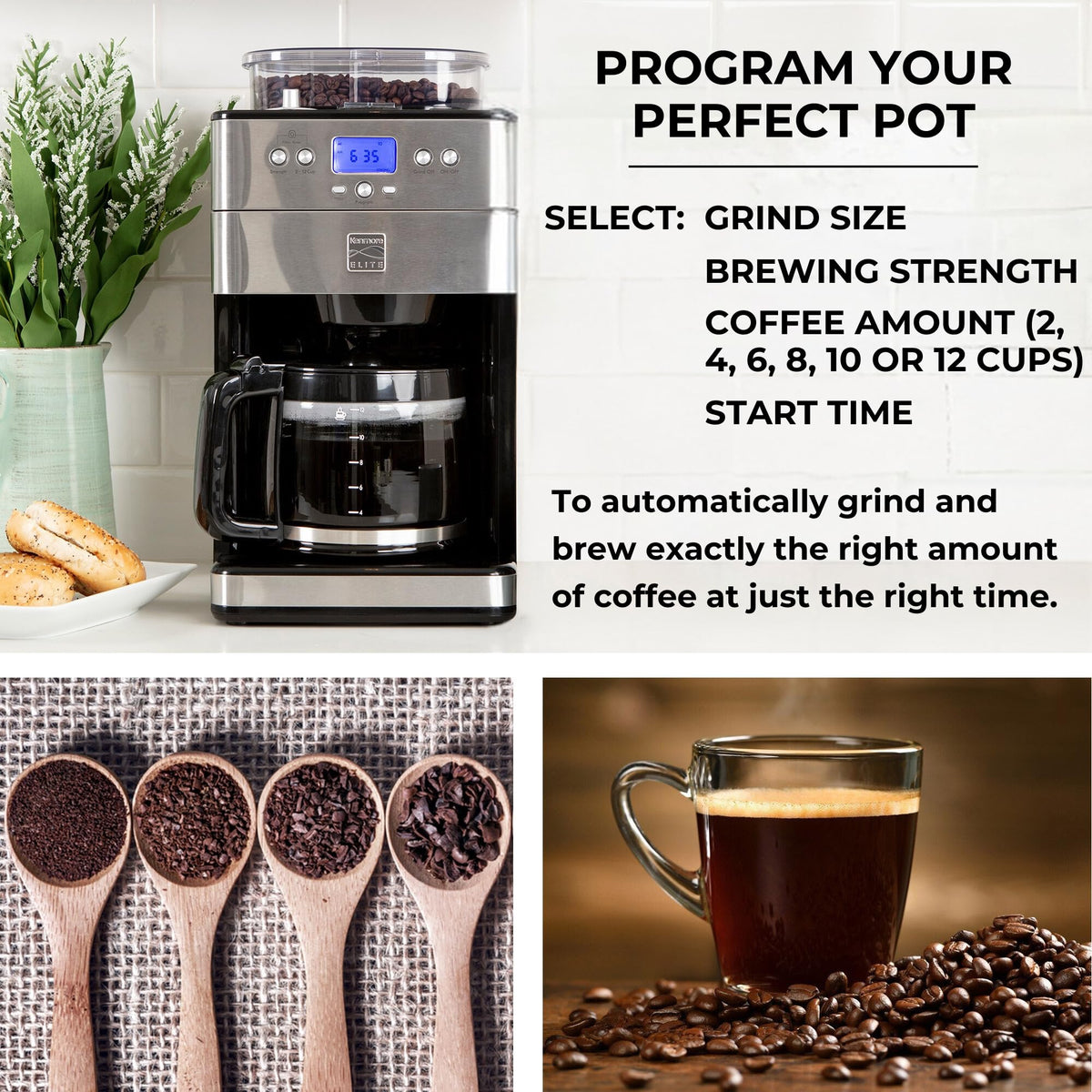 Grind and Brew 12 Cup Programmable Coffee Maker with Burr Grinder C160
