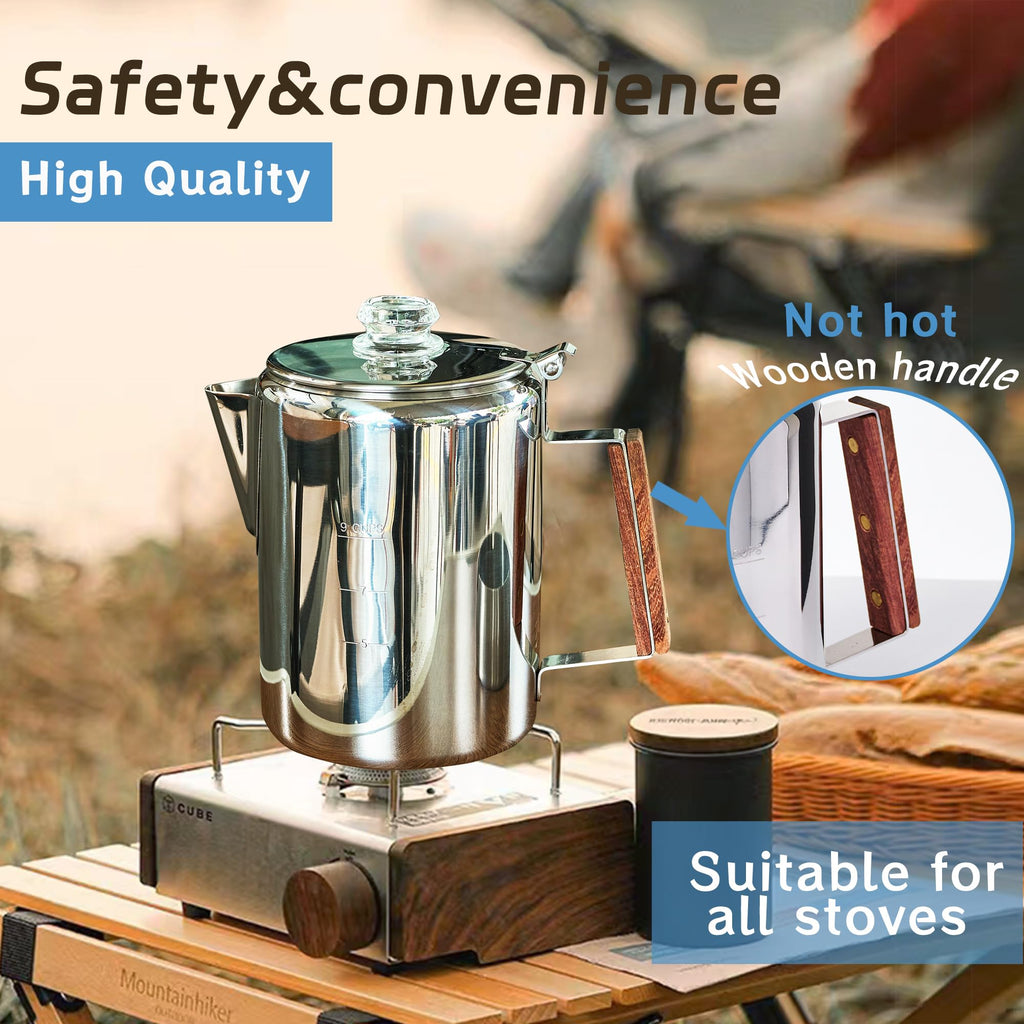 Stainless Steel 9 Cup Camping Coffee Percolator H43895