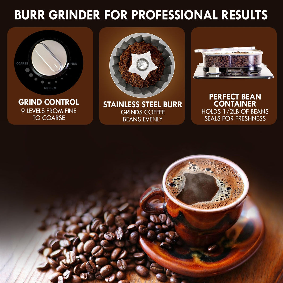 Grind and Brew 12 Cup Programmable Coffee Maker with Burr Grinder C160