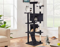 70" Dark Grey Cat Tree Tower with Scratching Post and Bed W573857
