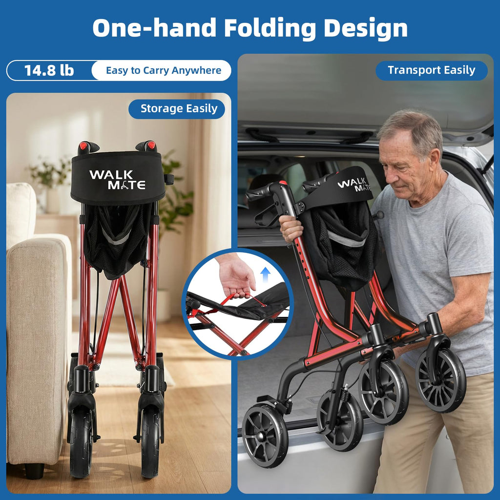 Lightweight Foldable Rollator Walker with Seat I777753