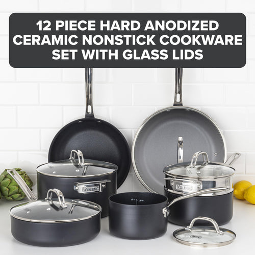 12 Piece Hard Anodized Ceramic Nonstick Cookware Set K7496