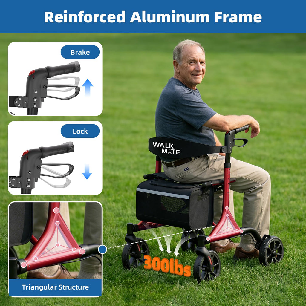 Lightweight Foldable Rollator Walker with Seat I777753