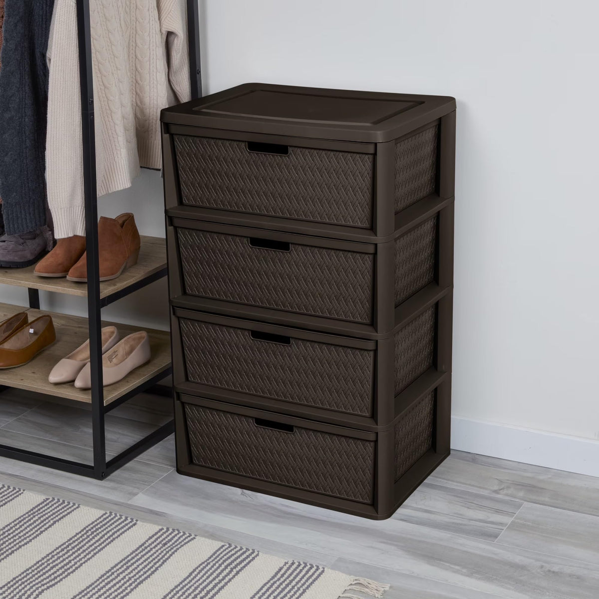 Gray Plastic 3-Drawer Storage Tower with Bins Q5436
