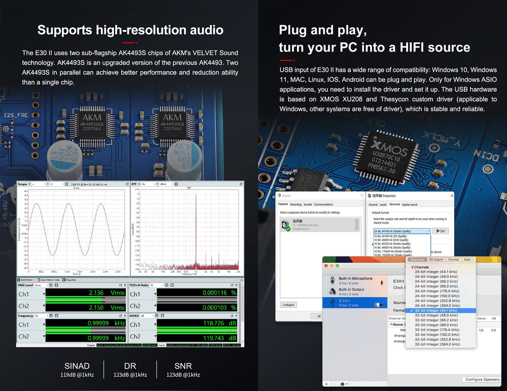 Topping E30 II DAC Preamp Audio Decoder + Topping L30II NFCA Linear Headphone Amp I464029