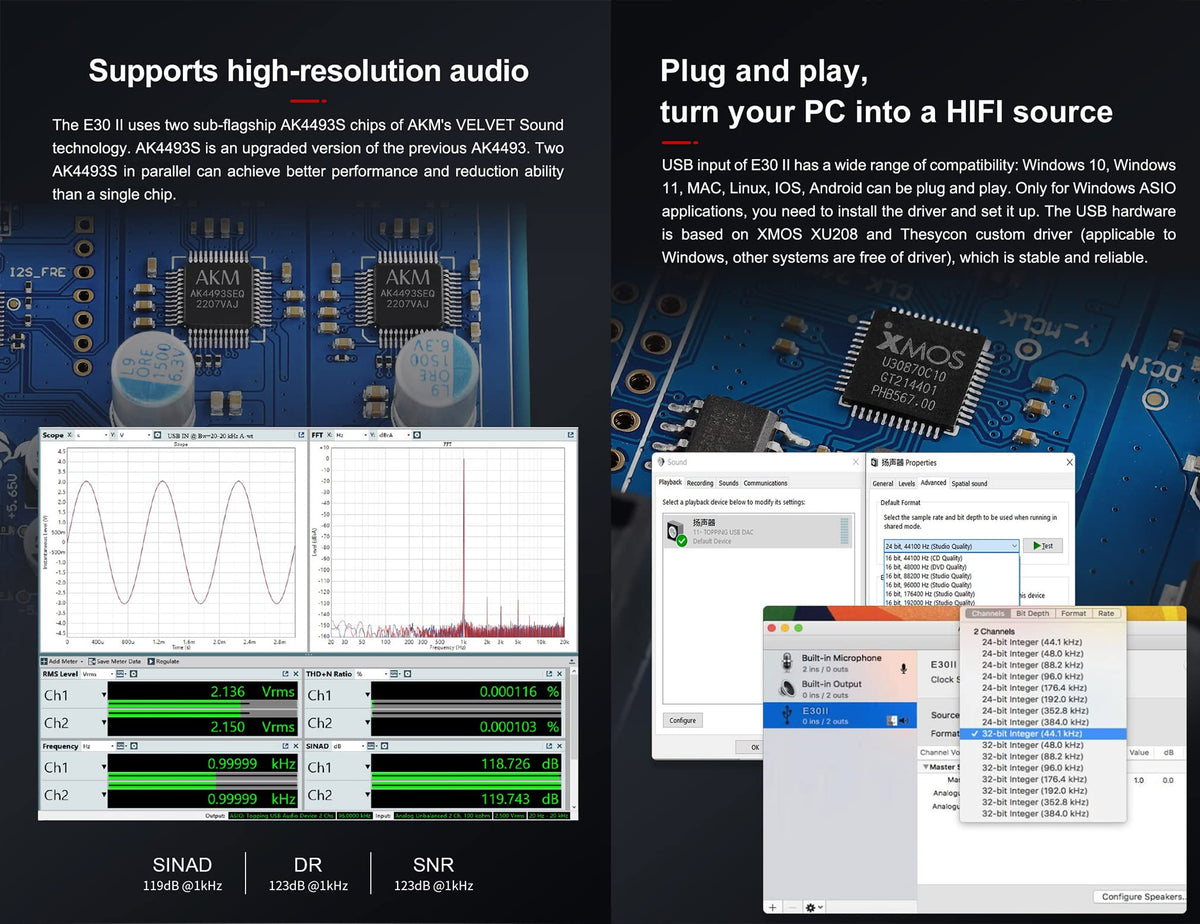 Topping E30 II DAC Preamp Audio Decoder + Topping L30II NFCA Linear Headphone Amp I464029
