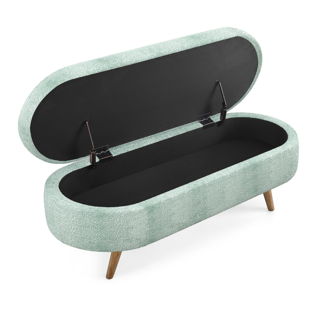 Oval Storage Bench with Rubber Wood Legs Gray G362