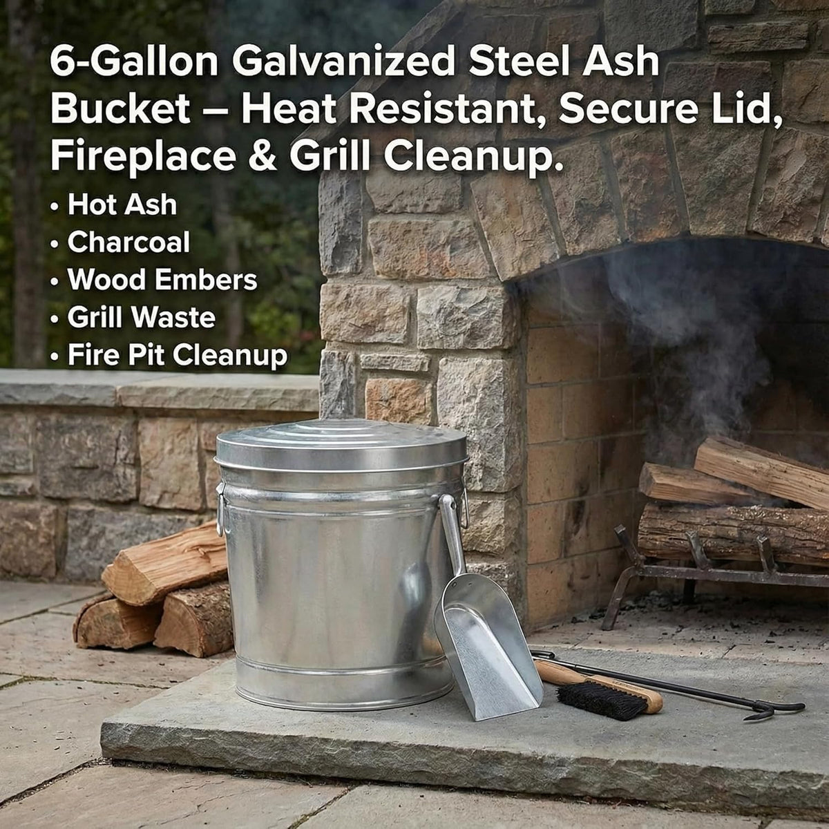 6-Gallon Galvanized Steel Storage Can with Lid K63300