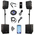 4000W PA Speaker System Combo Set with Two 12 Inch Subwoofers and 8 Line Array Speakers Q6018