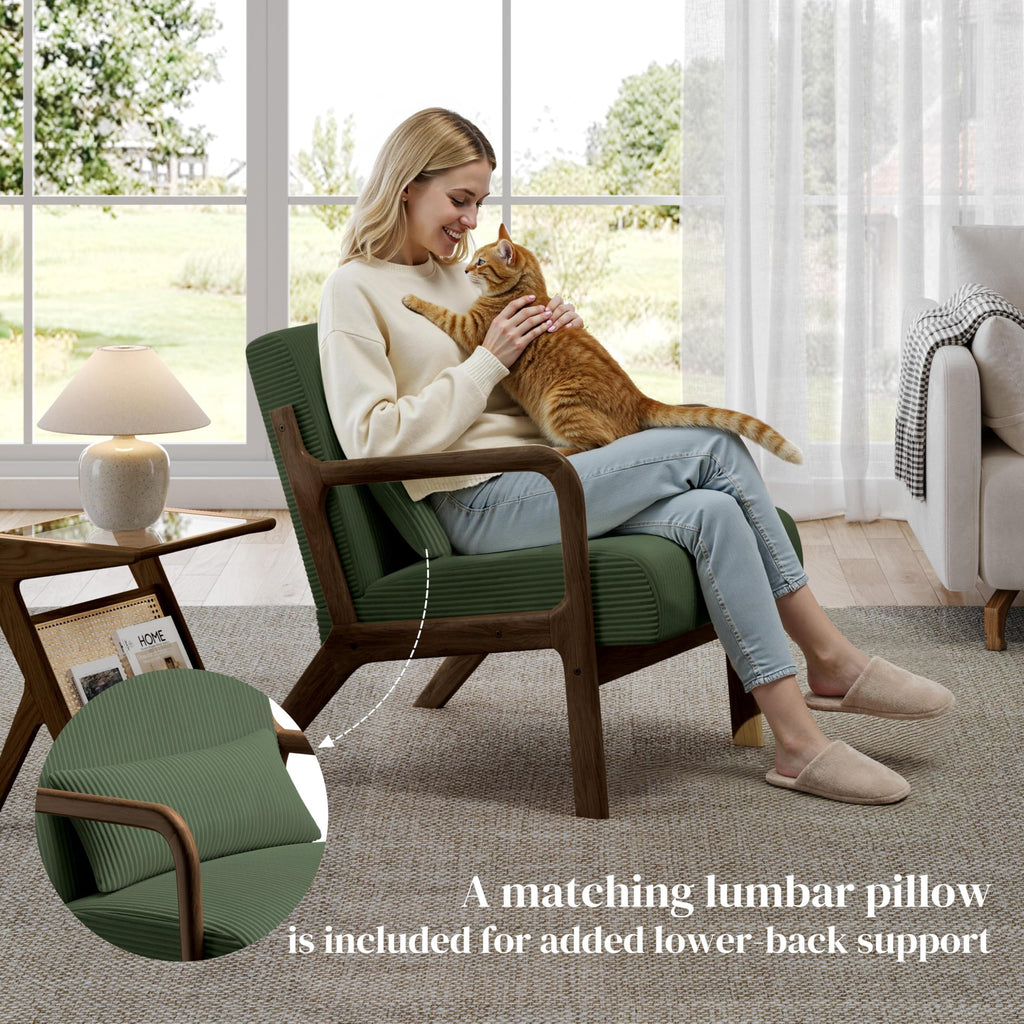 Dark Green Corduroy Accent Chair Set of 2 L87909
