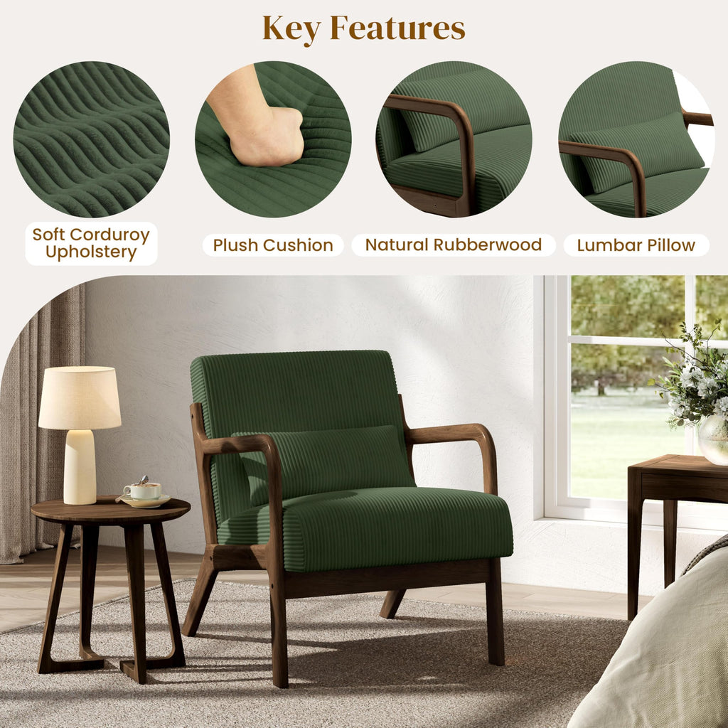 Dark Green Corduroy Accent Chair Set of 2 L87909