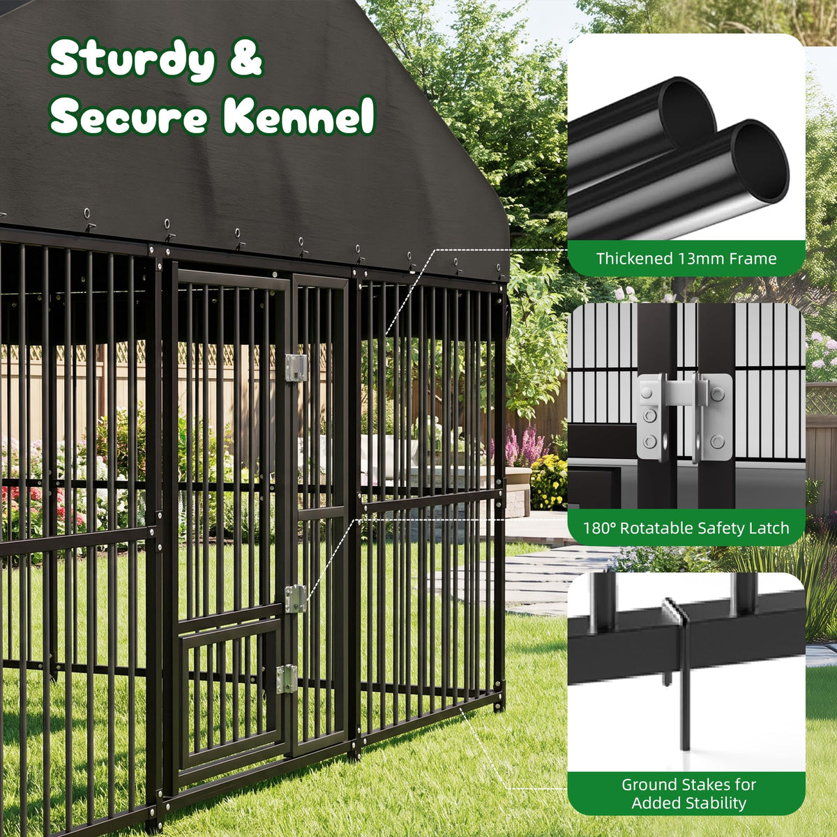 10x20 FT Heavy Duty Outdoor Dog Kennel with Roof H8392