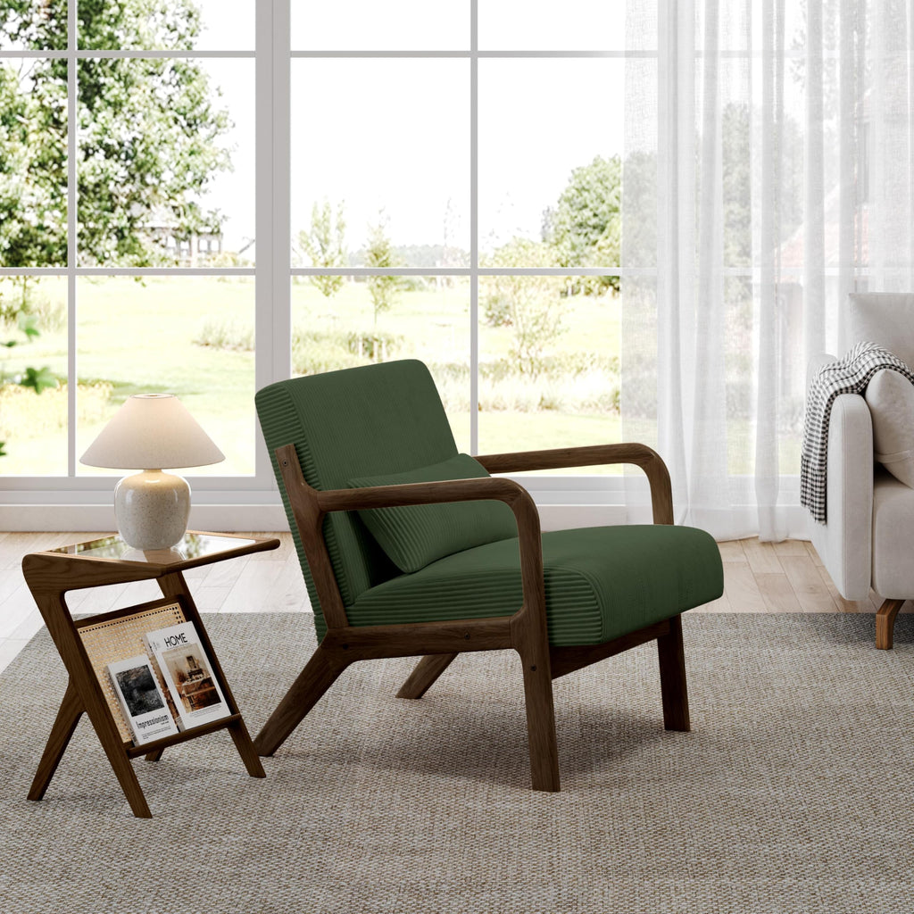 Dark Green Corduroy Accent Chair Set of 2 L87909
