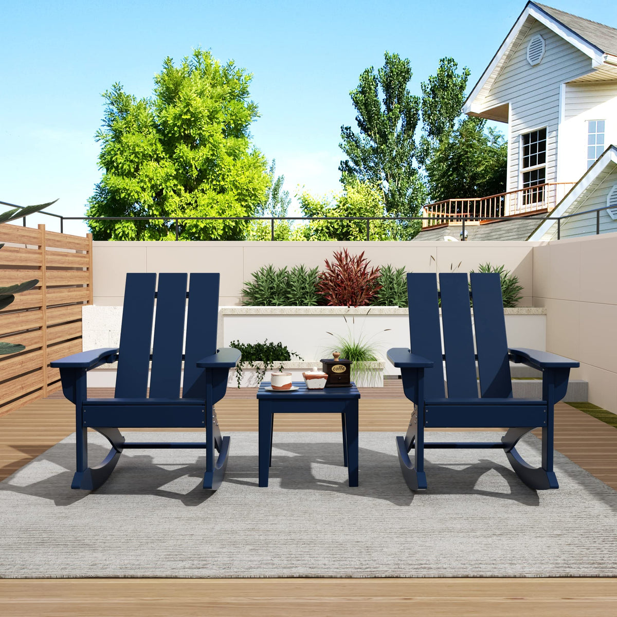 Navy Blue Poly Adirondack Chair Set of 2 T2840